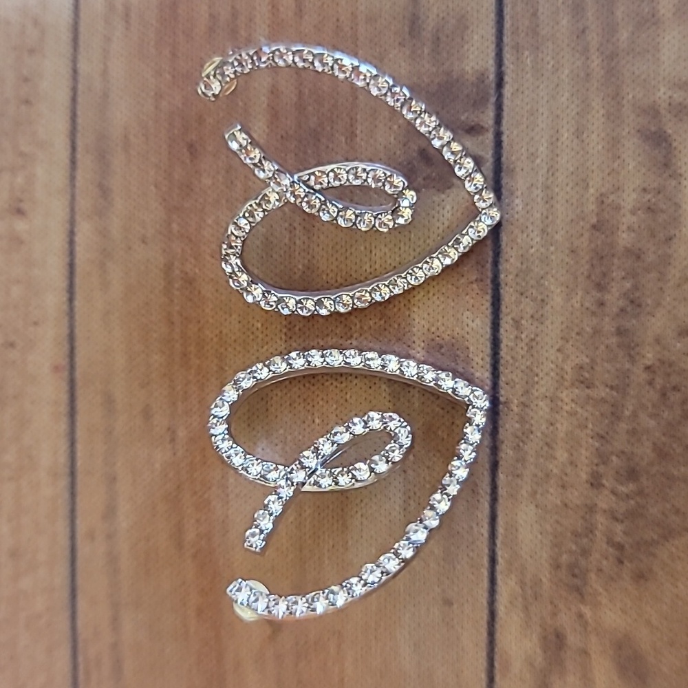 Rhinestone Ear Drop Heart Stud Post Earrings - Picture 7 of 9
